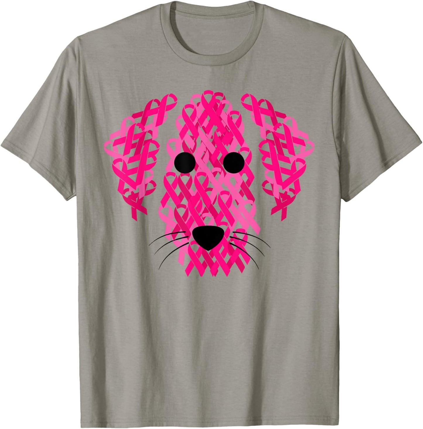 Dog Pink Ribbon Breast Cancer Awarenesss T-Shirt - T-Shirt | Sand