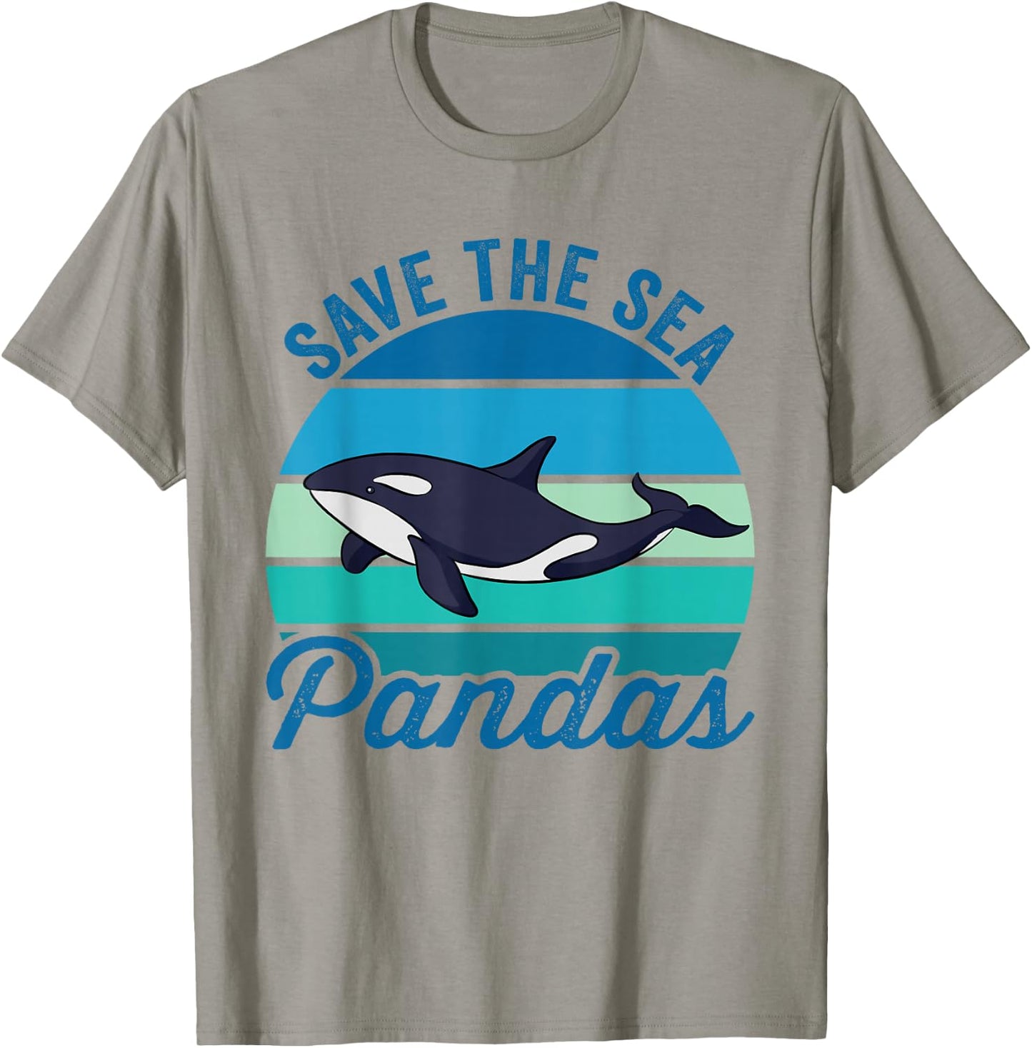 Save The Sea Pandas Cute Vintage Orca Whale T-Shirt - T-Shirt | Sand