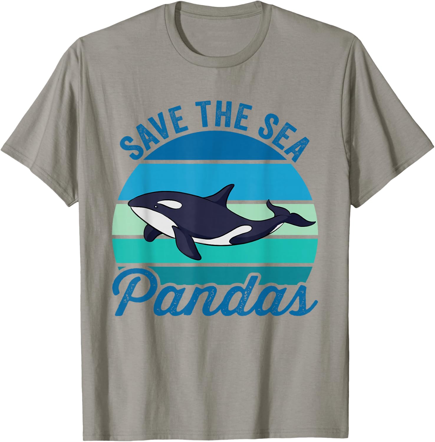 Save The Sea Pandas Cute Vintage Orca Whale T-Shirt - T-Shirt | Sand