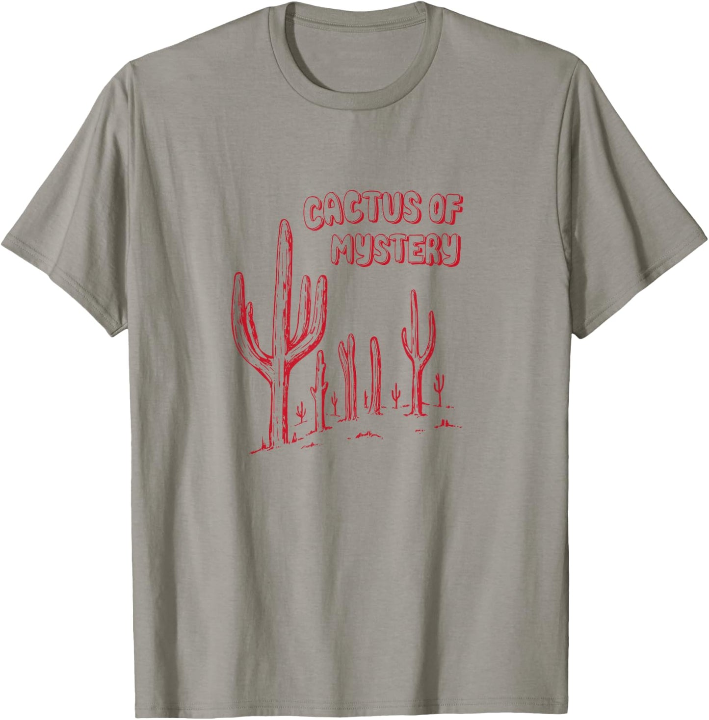 Maddesigns Cactus of Mystery UHF - Men's Grey Small Classic Fit Short Sleeve Cotton Polyester Blend T-Shirt - T-Shirt | Sand