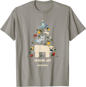 Minecraft Christmas Spread Joy Xmas Tree Group Shot T-Shirt - T-Shirt | Sand
