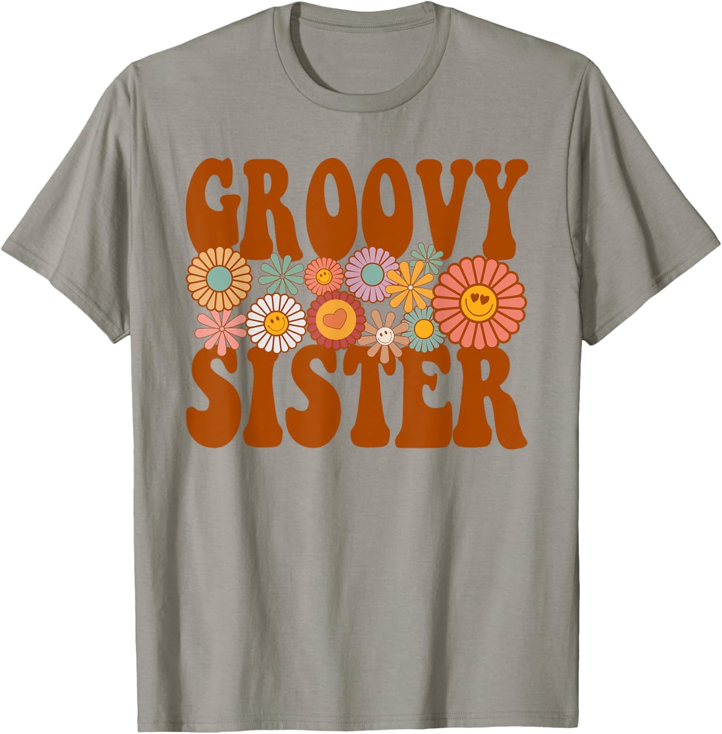 Retro Groovy Sister Matching Family 1st Birthday Party T-Shirt - T-Shirt | Sand