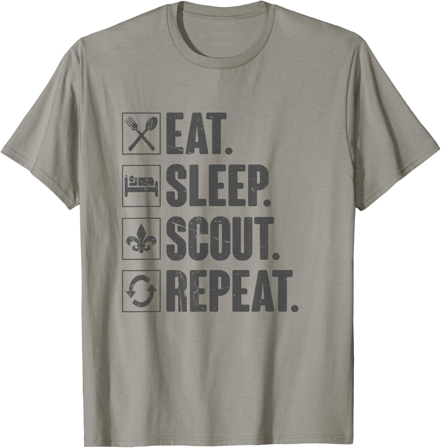 Eat Sleep Scout Repeat - Funny Scouting Lover Vintage T-Shirt - T-Shirt | Sand