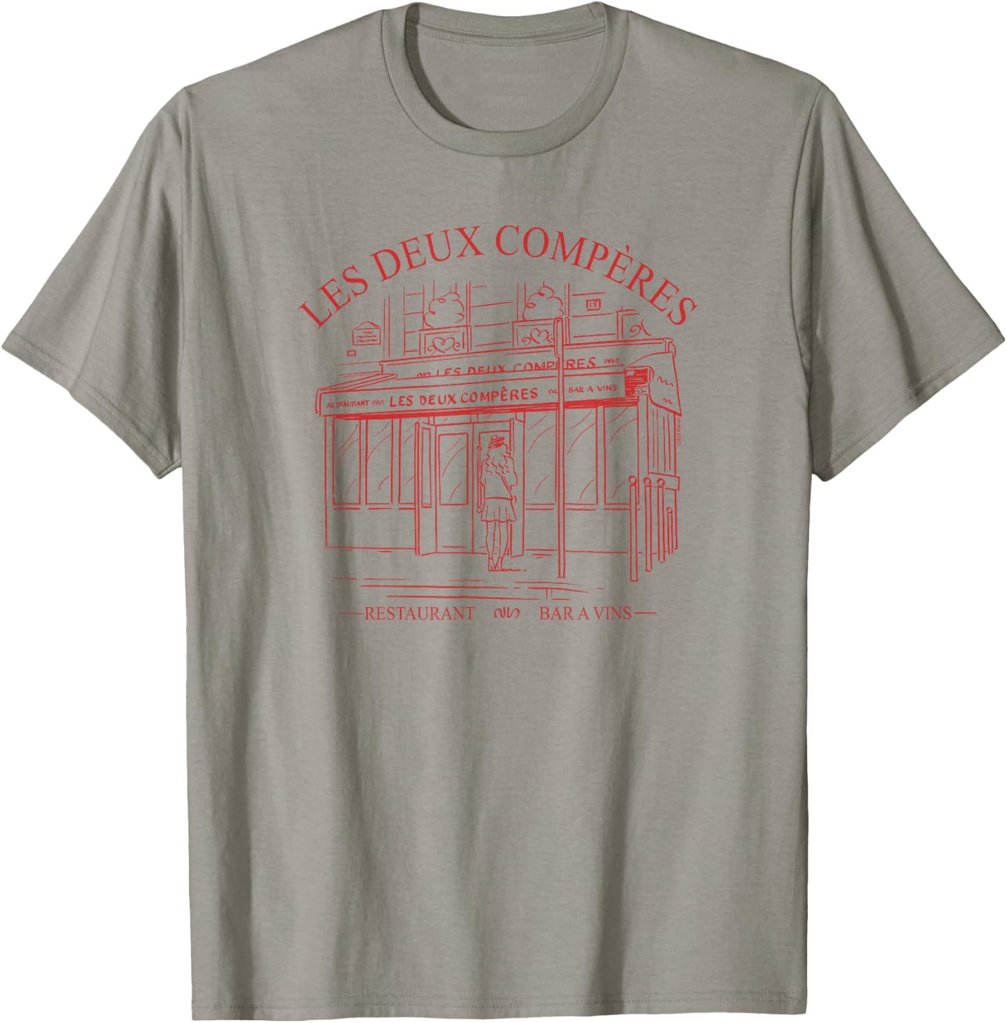 Emily in Paris Les Deux Compères Restaurant Outline Portrait T-Shirt - T-Shirt | Sand