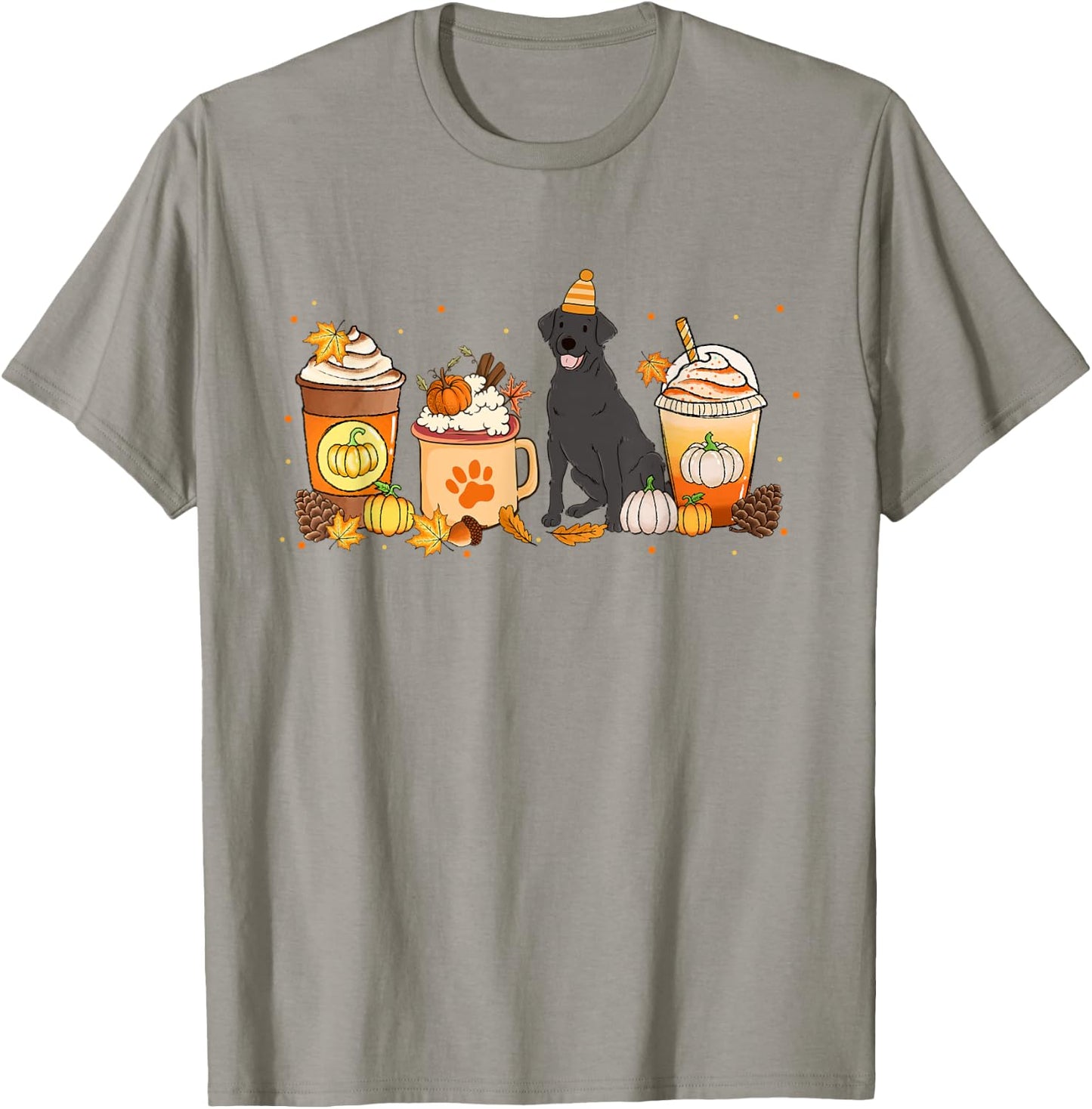 Labrador Retriever Coffee Pumpkin Spice Fall Thanksgiving T-Shirt - T-Shirt | Sand
