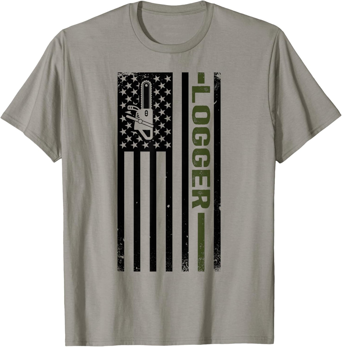 Logger US Flag Logging Lumberjack T-Shirt - T-Shirt | Sand