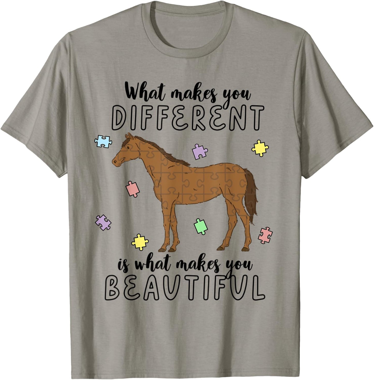 Autism Awareness Month What Makes You Different Horse T-Shirt - T-Shirt | Sand