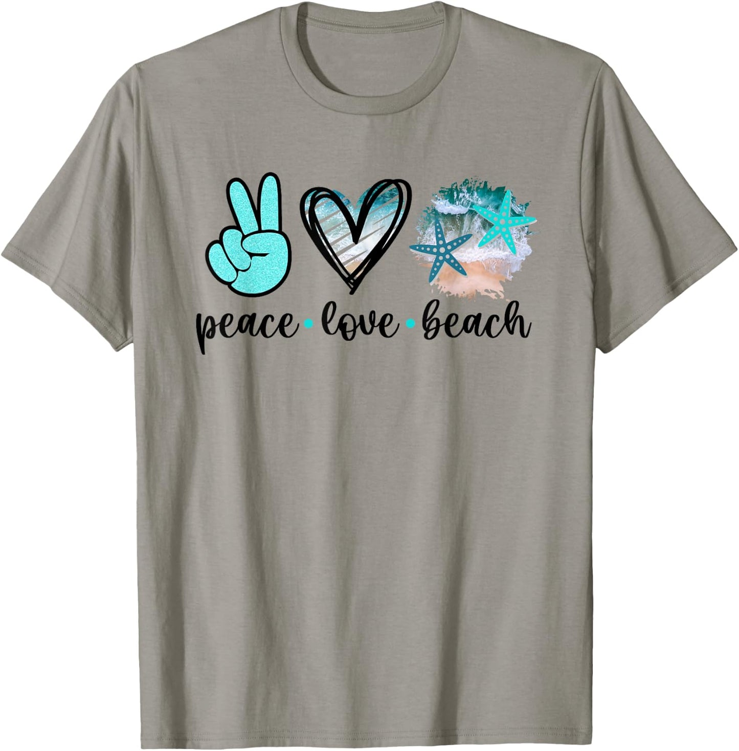 Peace Love Beach - Summer Hippie Ocean Vacation Sun Seaside T-Shirt - T-Shirt | Sand