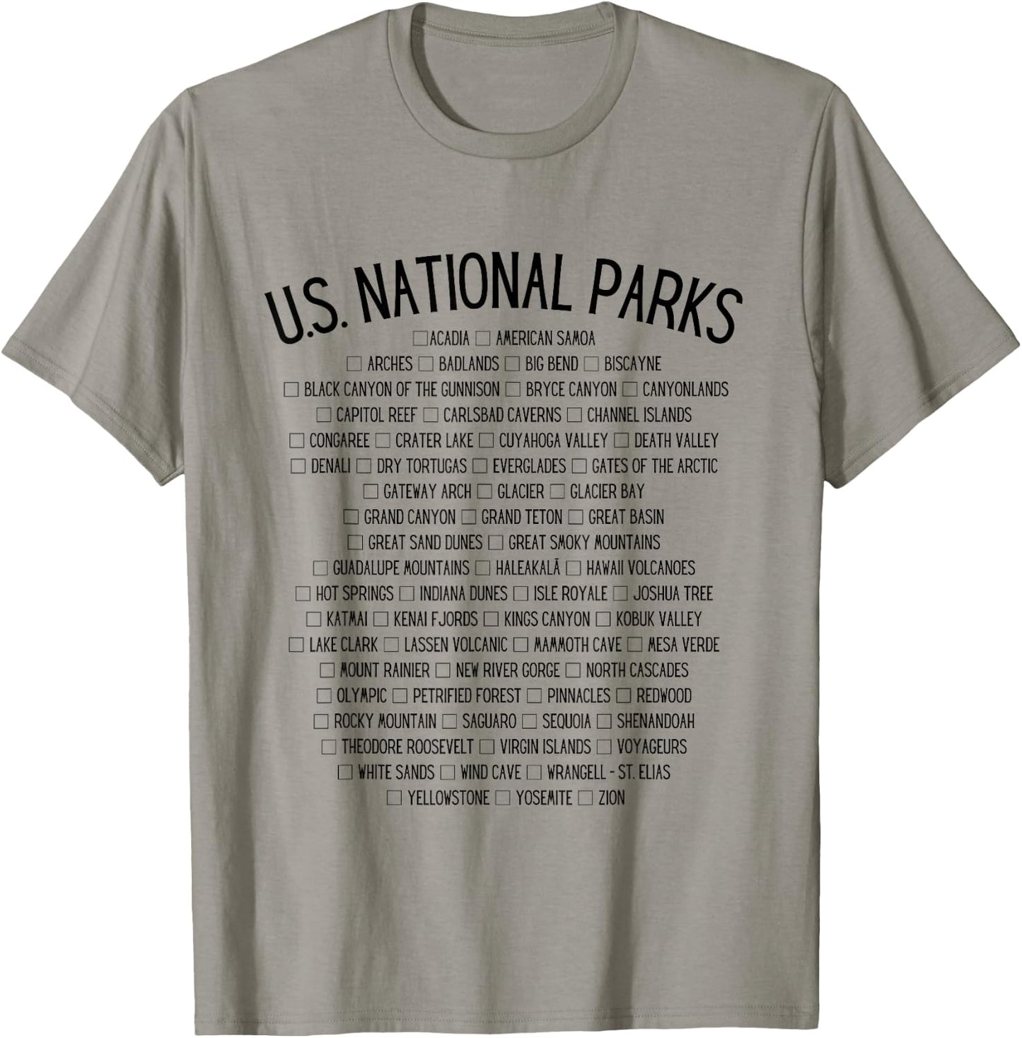 American National Parks Checklist - US National Parks Family T-Shirt - T-Shirt | Sand