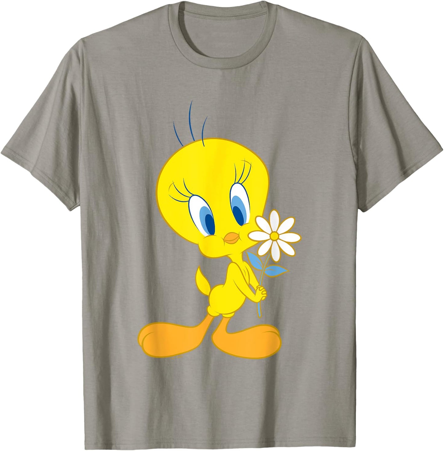 Looney Tunes Cute Tweety Bird Holding A Flower Logo T-Shirt - T-Shirt | Sand