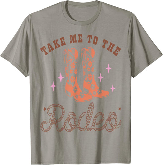 Take Me To The Rodeo Western Country Cowgirl Floral Boots T-Shirt - T-Shirt | Sand