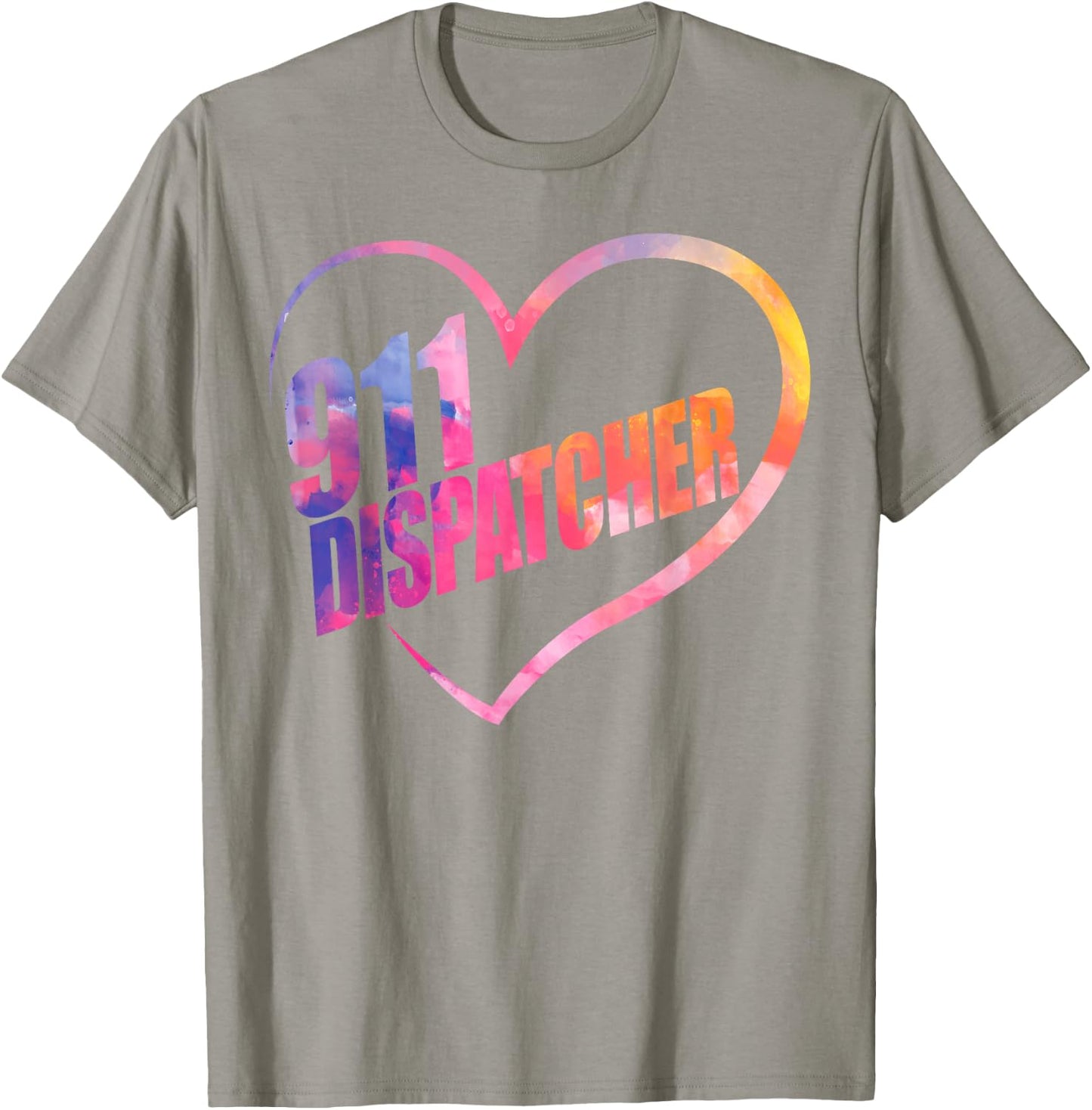 911 Dispatcher Thin Gold Yellow Line Heart 911 Dispatcher T-Shirt - T-Shirt | Sand