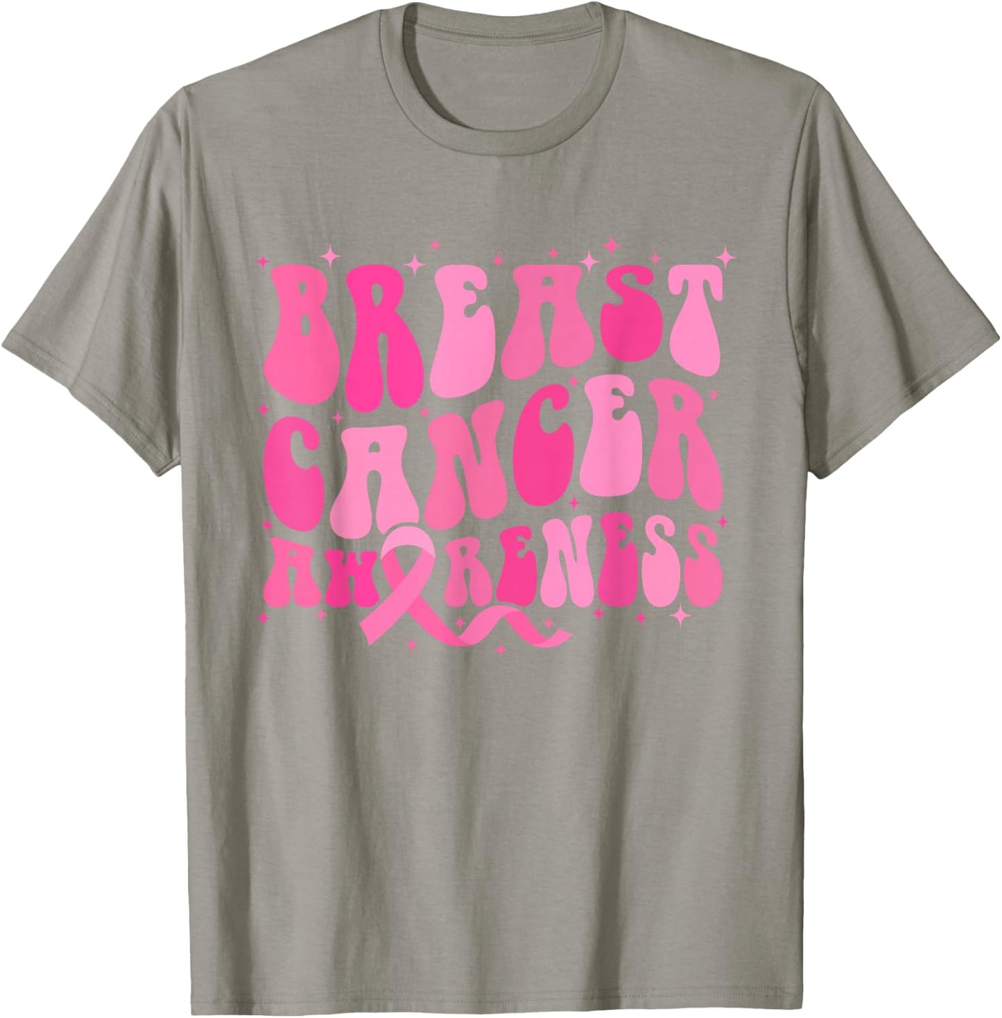 Groovy Breast Cancer Awareness Month T-Shirt - T-Shirt | Sand