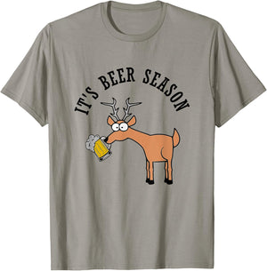 Its Beer Season and Deer Season Funny Hunting Pun Joke T-Shirt - T-Shirt | Sand