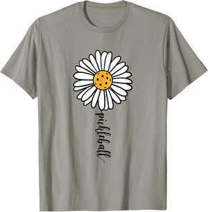Pickleball Daisy Flower T-Shirt - T-Shirt | Sand