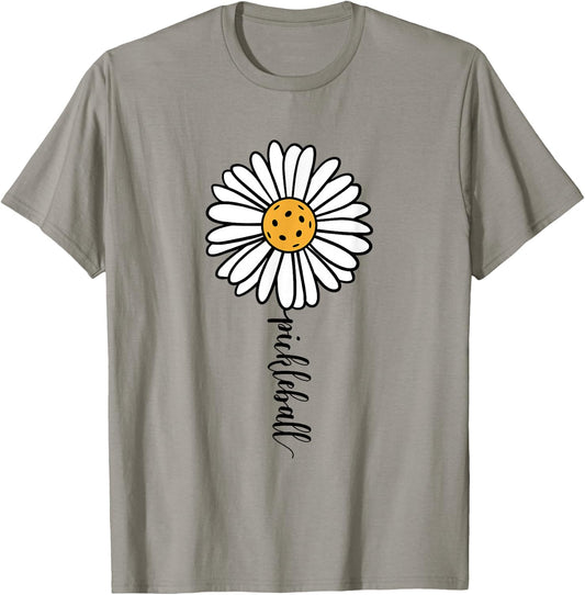 Pickleball Daisy Flower T-Shirt - T-Shirt | Sand