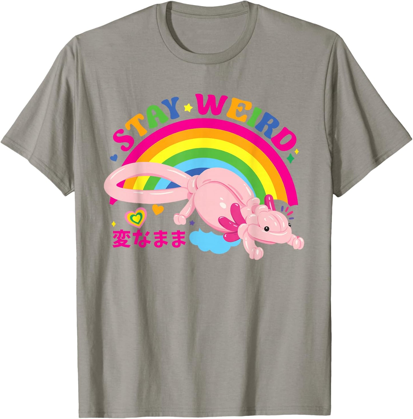 Kidcore Clothes Balloon Axolotl Aesthetic Decora Stay Weird T-Shirt - T-Shirt | Sand