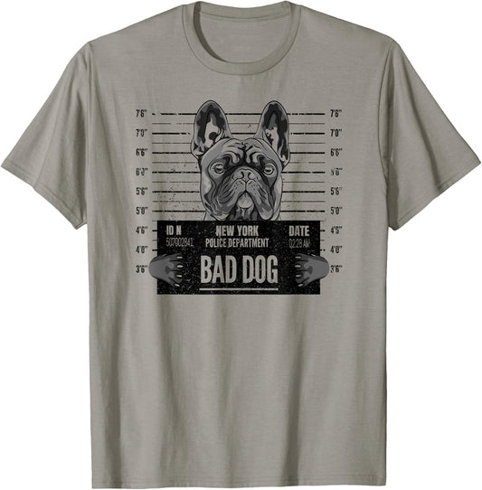 French Bulldog Bad Dog Jail Frenchie Dog Dad Frenchie Mom Women Girls Kids T-Shirt - T-Shirt | Sand