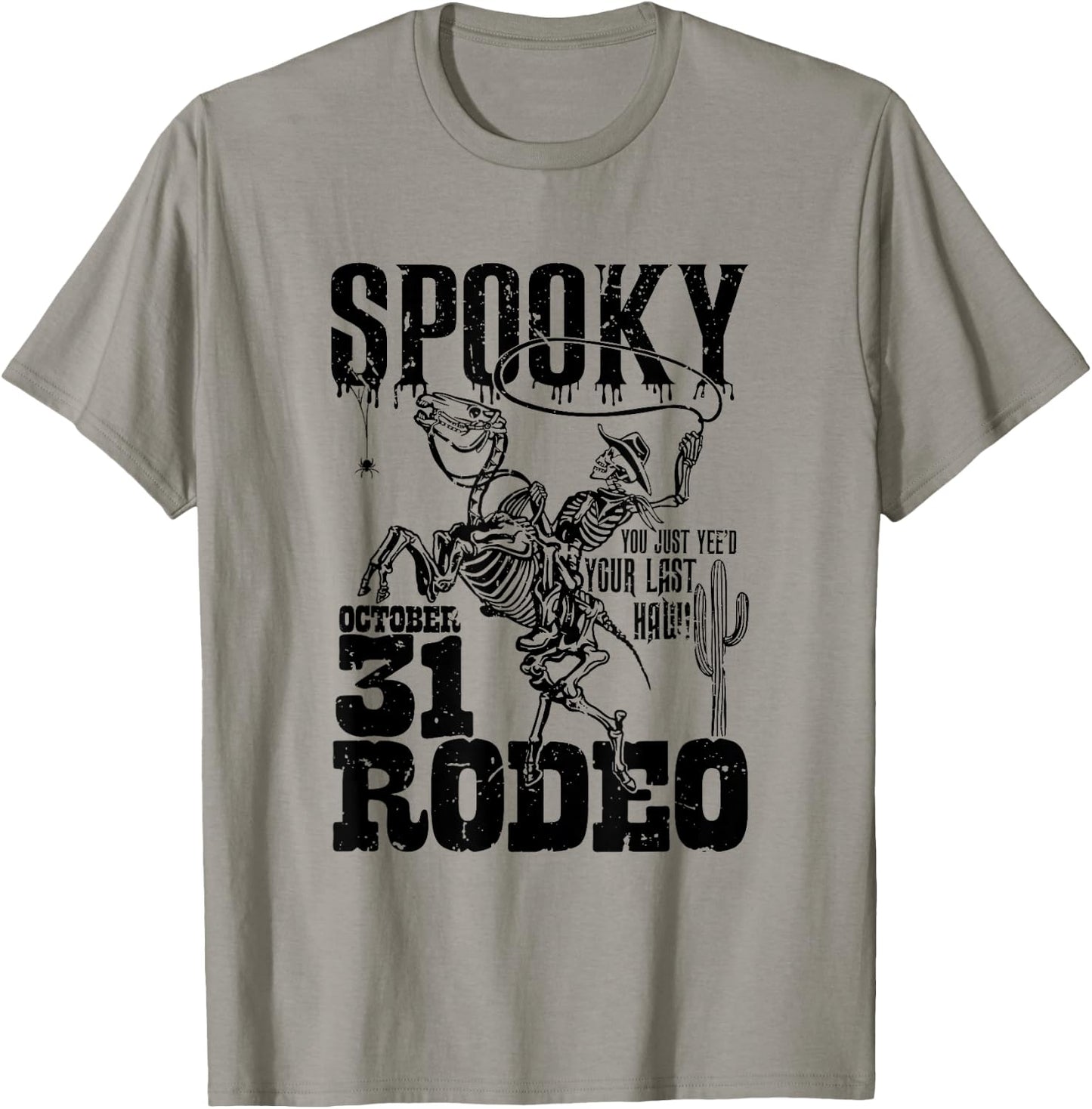 Spooky Hollow Rodeo Western Skeleton Cowboy Halloween T-Shirt - T-Shirt | Sand