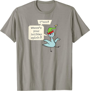 The Pigeon Holiday Spirit Christmas Pigeon T-Shirt - T-Shirt | Sand
