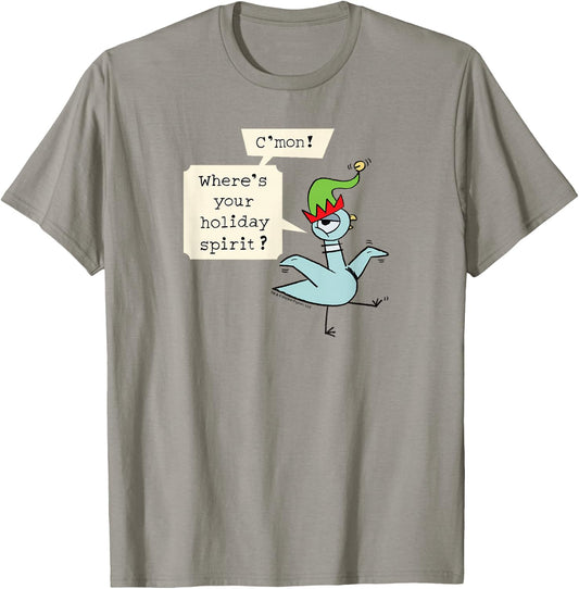 The Pigeon Holiday Spirit Christmas Pigeon T-Shirt - T-Shirt | Sand