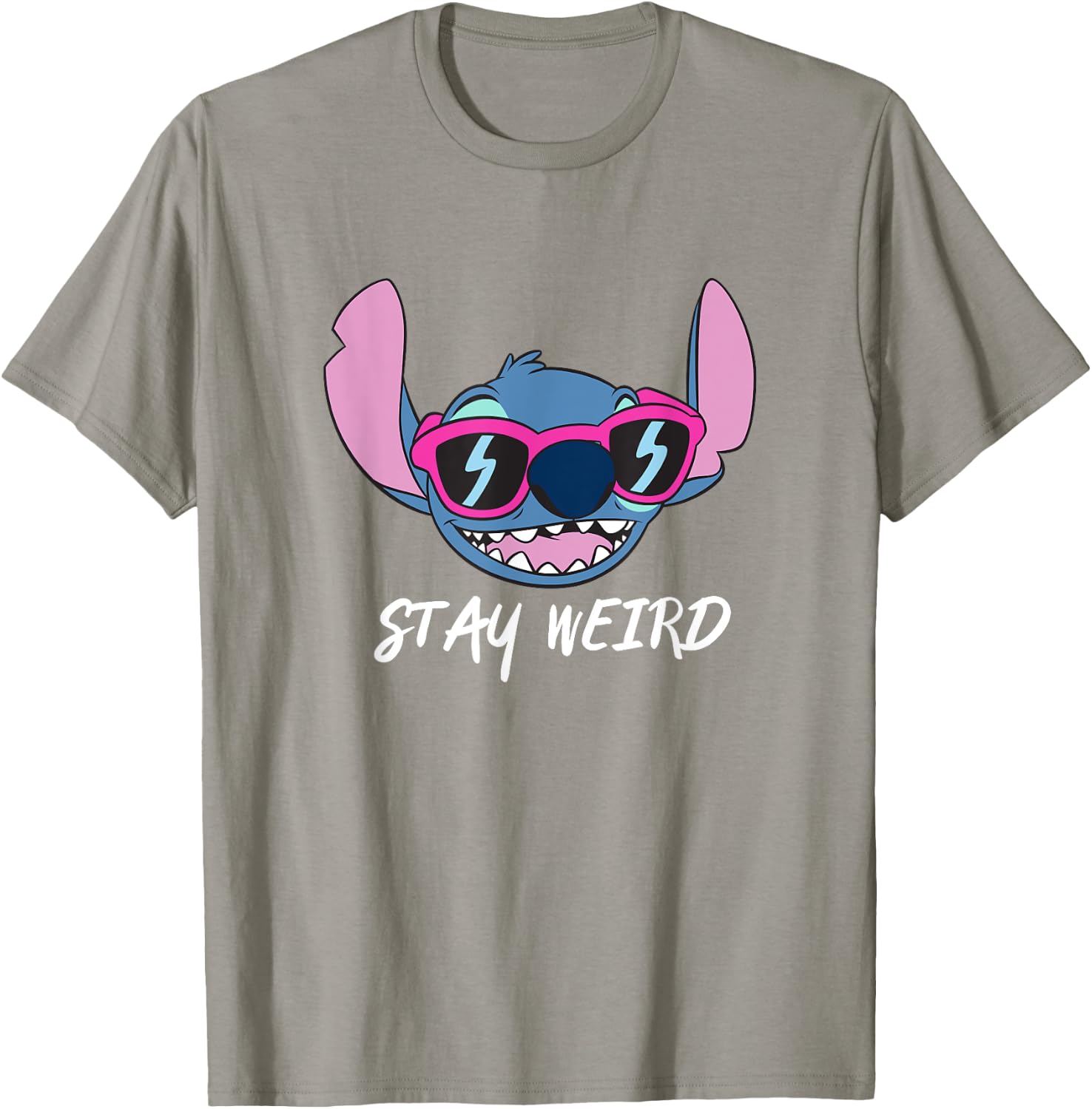 Disney Lilo & Stitch Stay Weird Stitch Cool Vibe Face Logo T-Shirt - T-Shirt | Sand