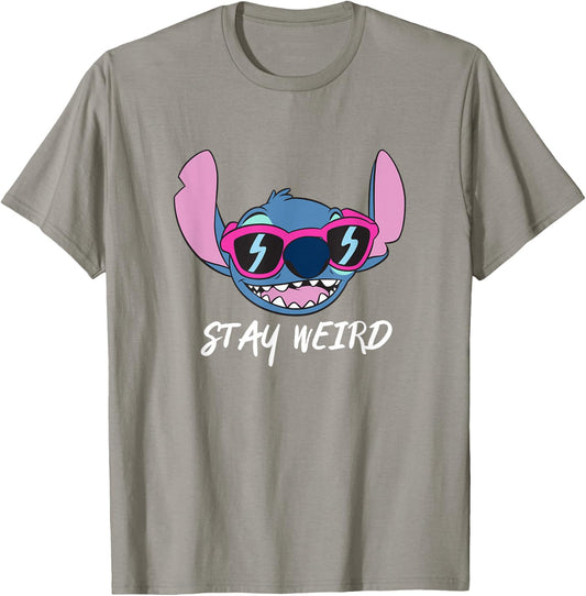 Disney Lilo & Stitch Stay Weird Stitch Cool Vibe Face Logo T-Shirt - T-Shirt | Sand