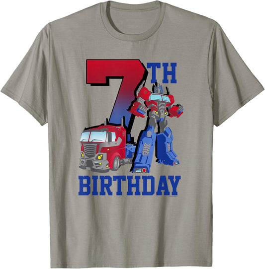 Transformers Optimus Prime 7th Birthday Gradient Fill Poster T-Shirt - T-Shirt | Sand