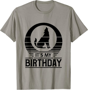 Vintage Sunset Happy Birthday Wolf Its My Birthday T-Shirt - T-Shirt | Sand