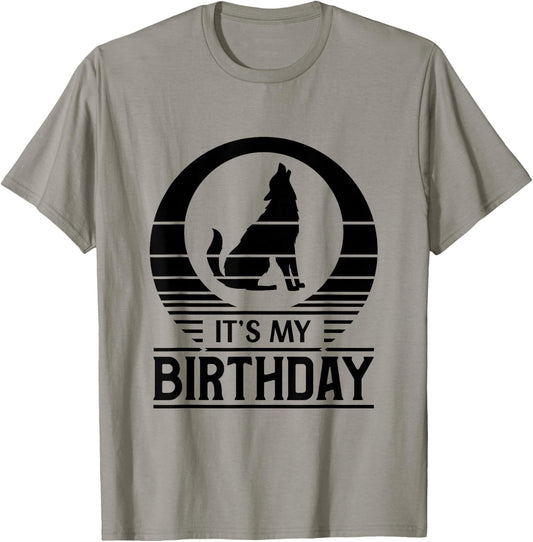 Vintage Sunset Happy Birthday Wolf Its My Birthday T-Shirt - T-Shirt | Sand