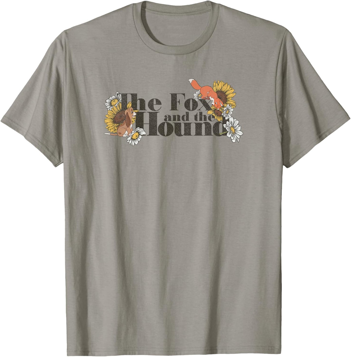 Disney The Fox and the Hound Friendship Floral Title Logo T-Shirt - T-Shirt | Sand