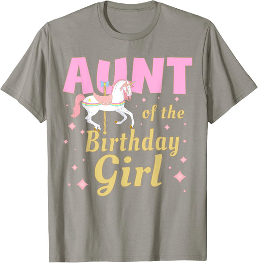 Aunt Carousel Party 1st First Birthday Girl Family Matching T-Shirt - T-Shirt | Sand