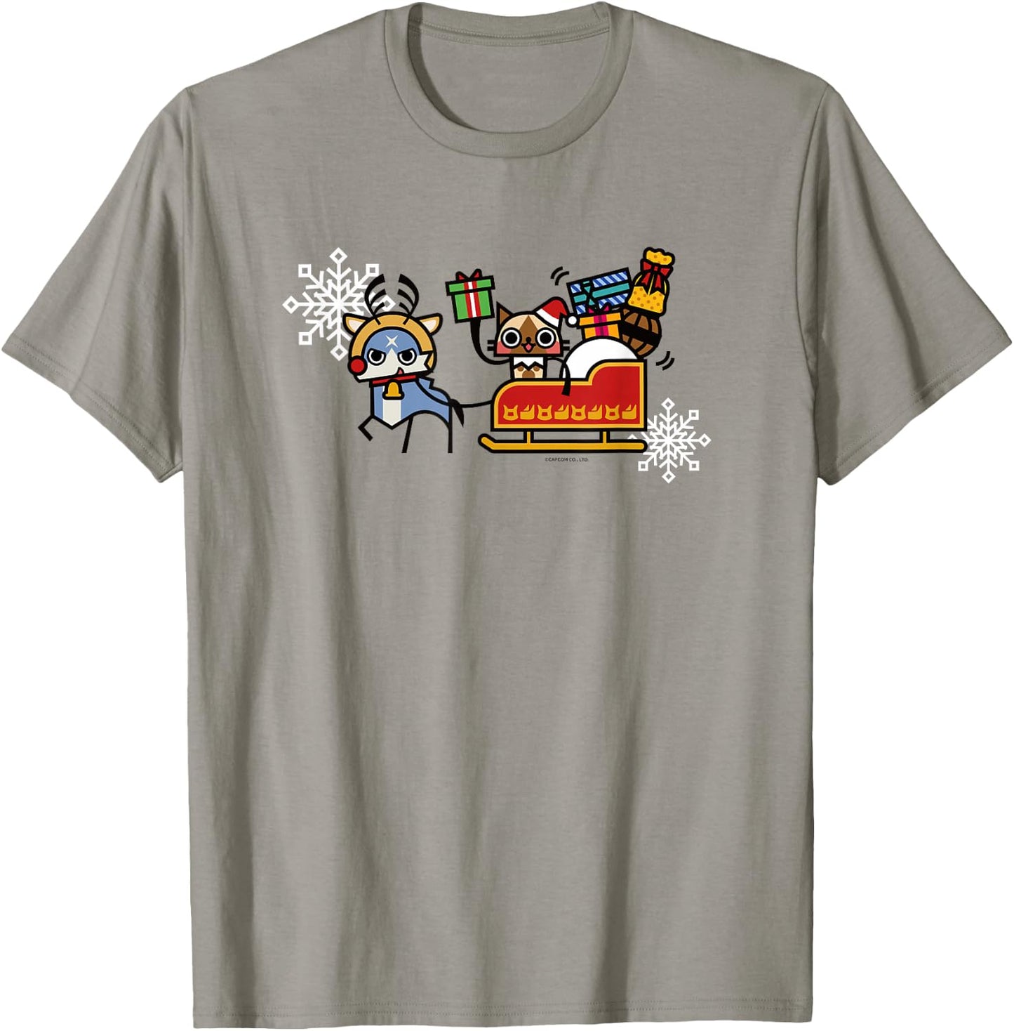 Monster Hunter Rise: Sunbreak Palamute＆Palico Christmas (A) T-Shirt - T-Shirt | Sand