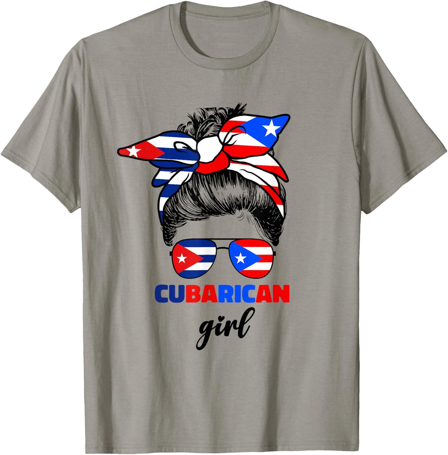 Half Cuban And Puerto Rican Rico Cuba Flag Cubarican Girl T-Shirt - T-Shirt | Sand