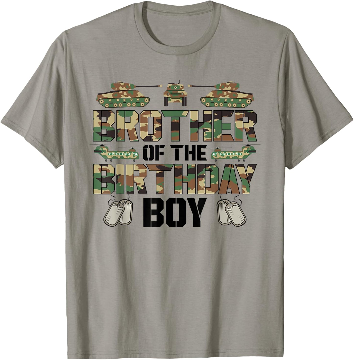 Brother Of The Birthday Boy Military Matching Army Theme T-Shirt - T-Shirt | Sand