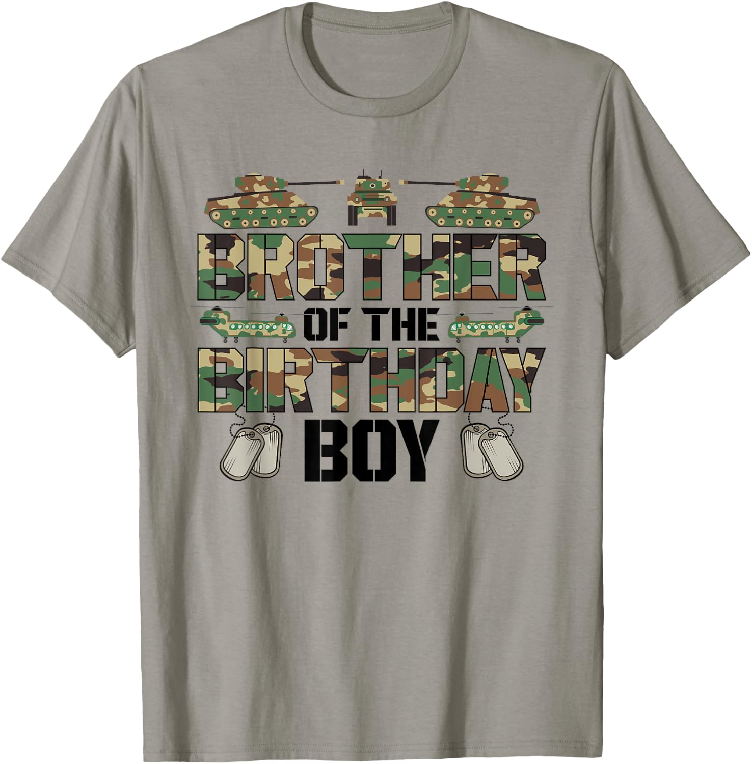 Brother Of The Birthday Boy Military Matching Army Theme T-Shirt - T-Shirt | Sand