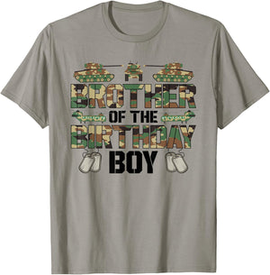 Brother Of The Birthday Boy Military Matching Army Theme T-Shirt - T-Shirt | Sand