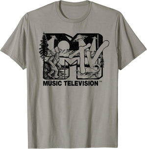 Mademark x MTV - Cryptid-Filled MTV Logo Feat. Bigfoot, UFO, & Nessie Outline T-Shirt - T-Shirt | Sand