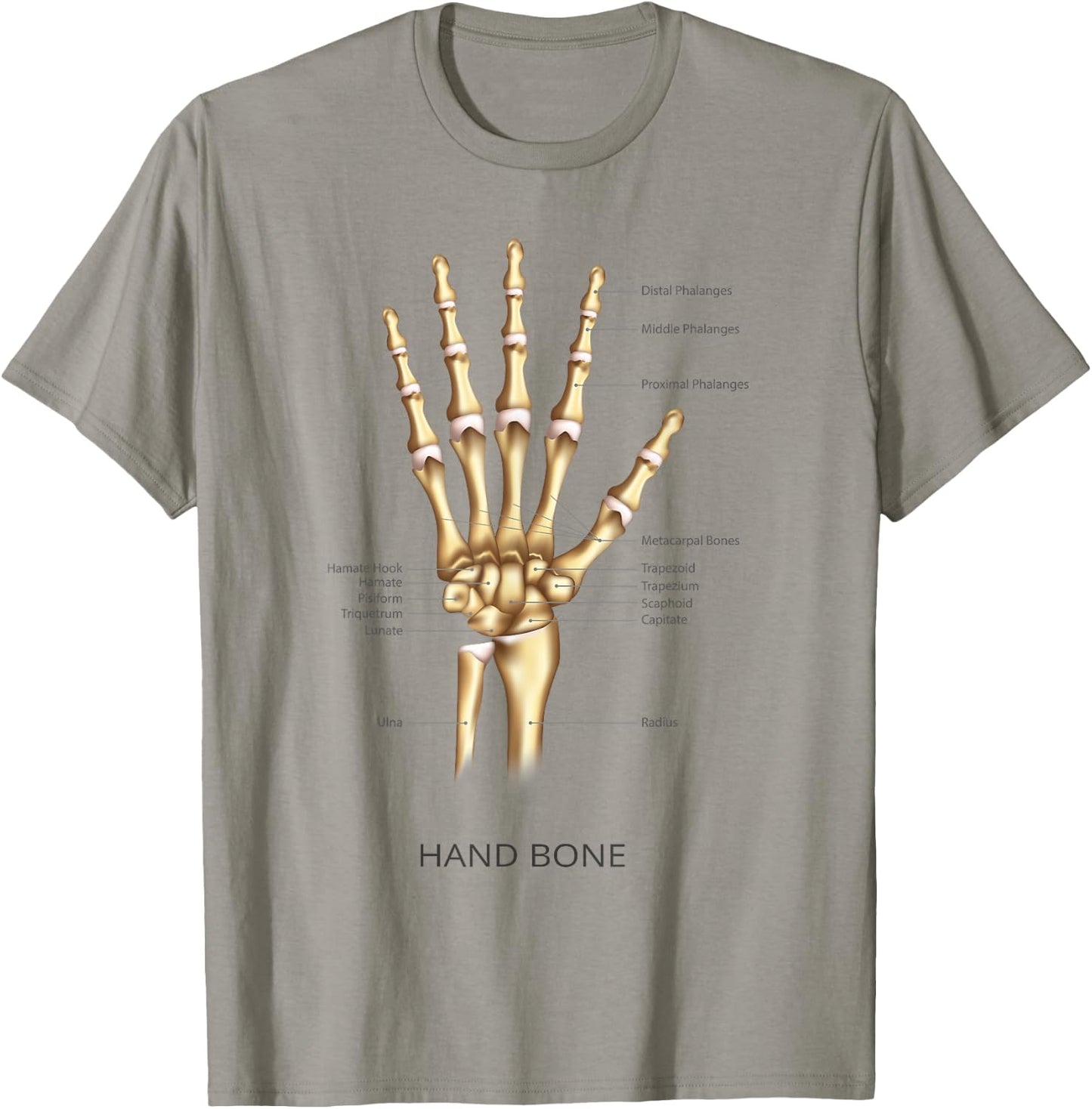 Funny Anatomy Hand Bone Human Anatomical Science Education T-Shirt - T-Shirt | Sand