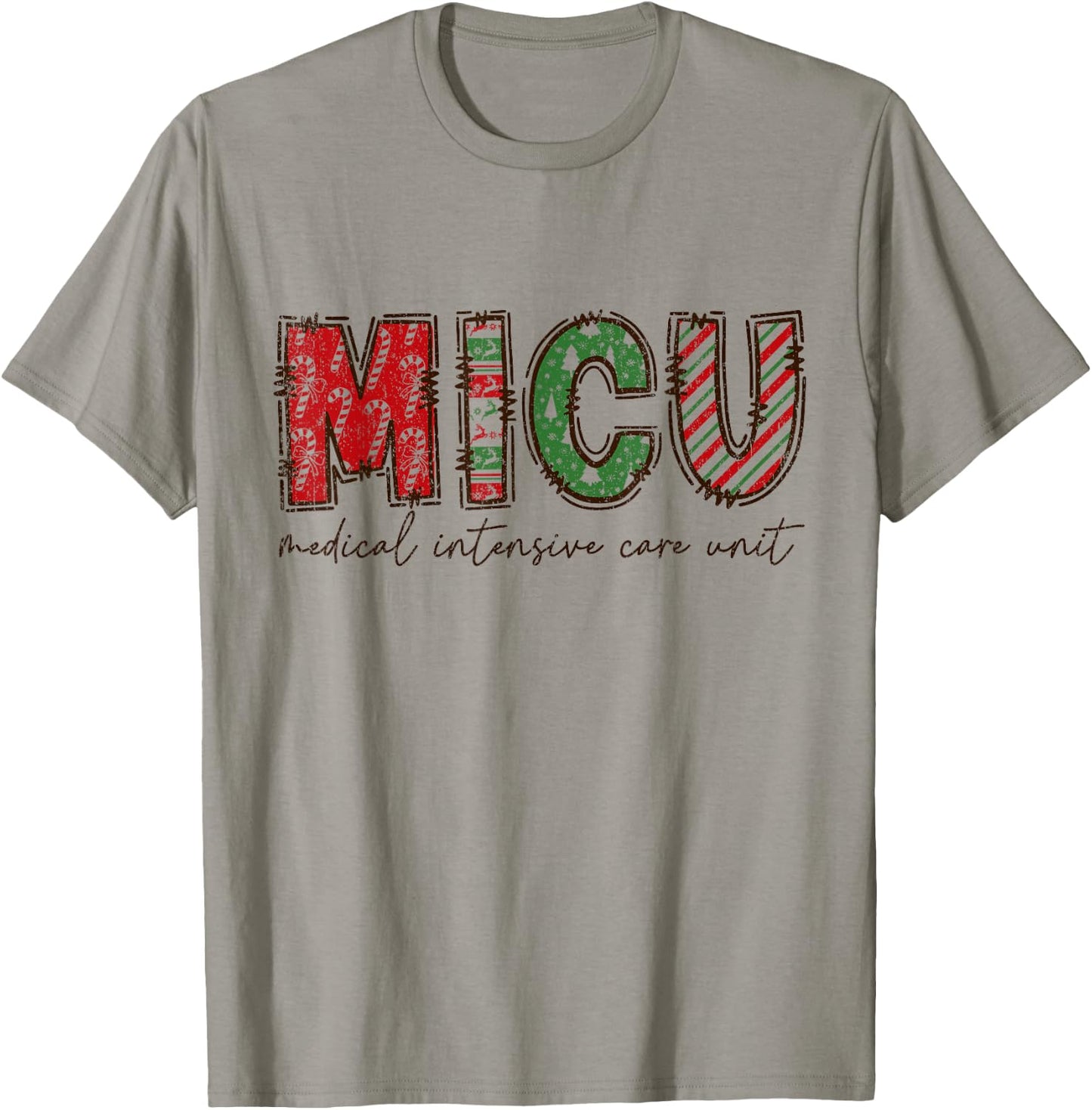 MICU Nurse Christmas , Christmas MICU Squad, Medical Icu Nur T-Shirt - T-Shirt | Sand
