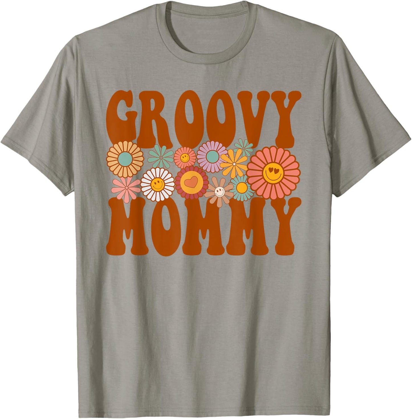 Retro Groovy Mommy Matching Family 1st Birthday Party T-Shirt - T-Shirt | Sand