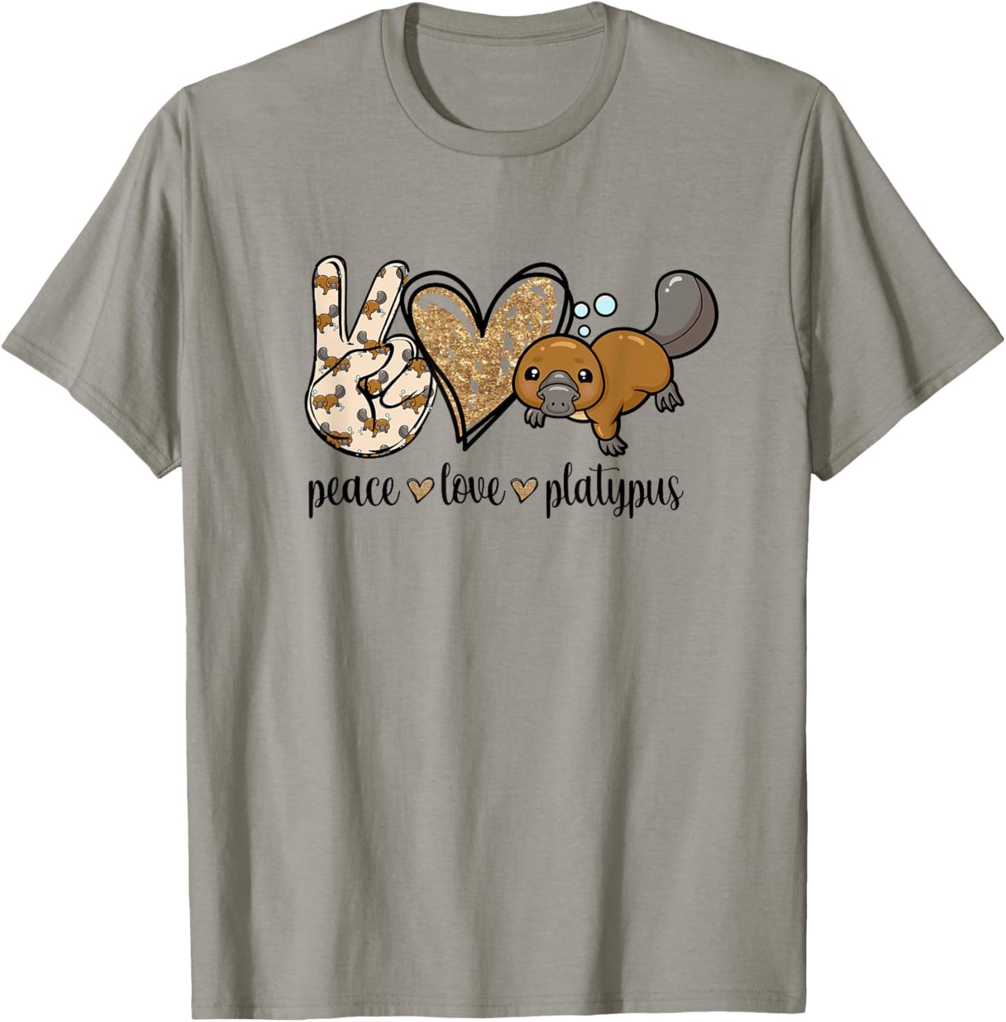 Girls Cute Kawaii Peace Love Platypus Lover T-Shirt - T-Shirt | Sand