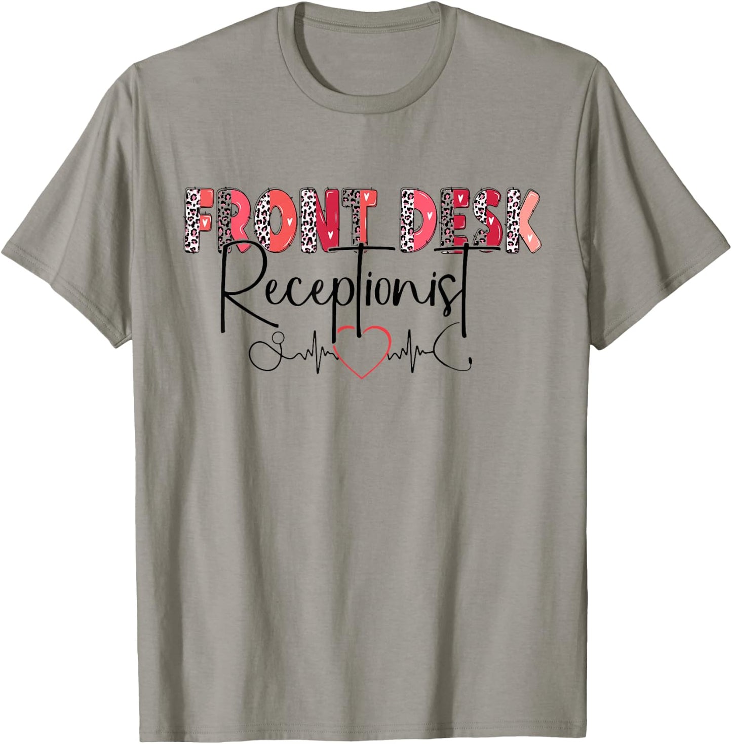 Front Receptionist Desk Valentines Day Hospital Nurse Office T-Shirt - T-Shirt | Sand