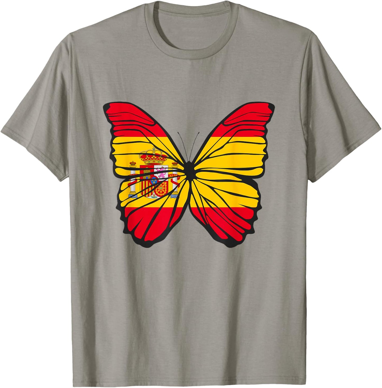Butterfly Coloured Wings Flag Spain T-Shirt - T-Shirt | Sand