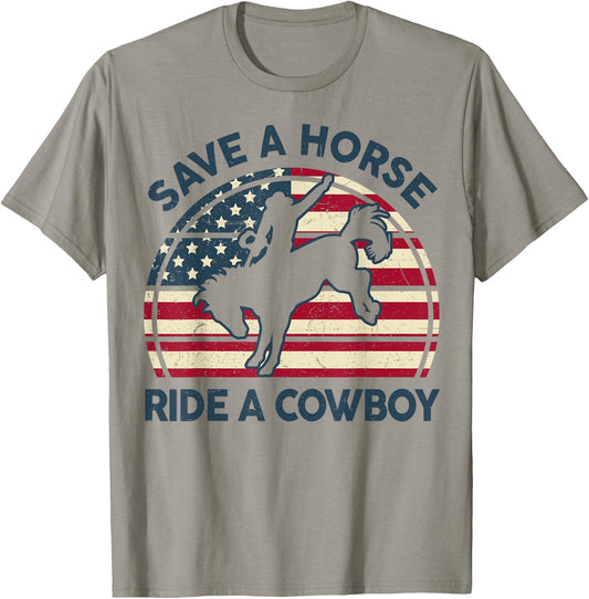 Rodeo Save Horse Ride Cowboy Men Women Funny Western Riding T-Shirt - T-Shirt | Sand
