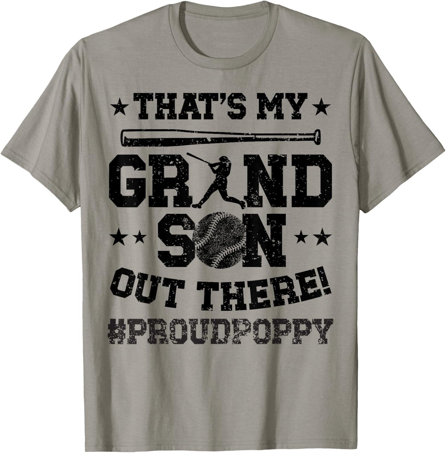 That's My Grandson Baseball Poppy Of A Baseball Player T-Shirt - T-Shirt | Sand