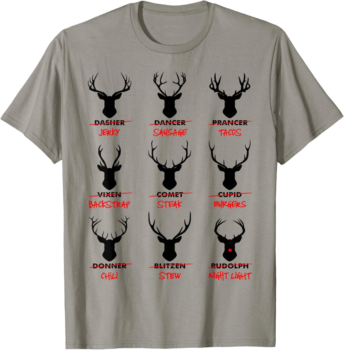 Funny Ugly Christmas Top Deer Hunter Santa's Reindeer Jerky T-Shirt - T-Shirt | Sand