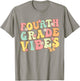 Fourth Grade Vibes Hello Team 4th Grade Teacher Kids Retro T-Shirt - T-Shirt | Sand