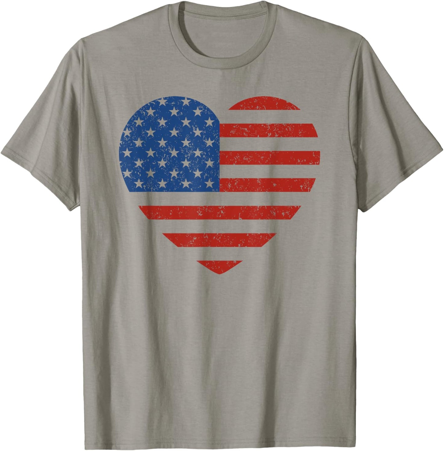 American Flag Heart Patriotic Men Boys & Girls 4th of July T-Shirt - T-Shirt | Sand