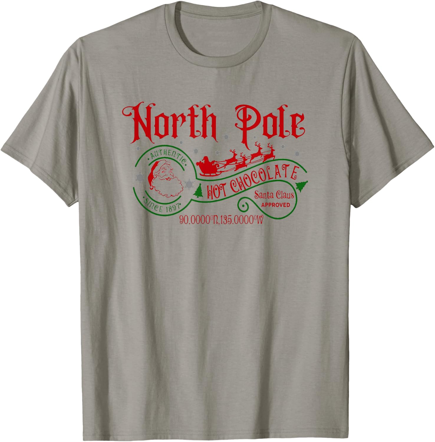 Merry Christmas Santa North Pole Hot Cocoa Warm Cookies T-Shirt - T-Shirt | Sand